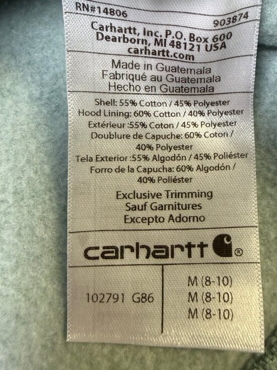 Carhartt Women’s Clarksburg Hoodie Medium Jade Heather Sleeve Logo EUC - Picture 5 of 9